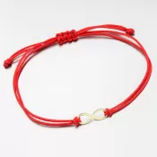 Náramok z červeného povrázku so zlatým symbolom nekonečno LT14-002-ZL