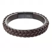 Náramok pánsky z recykl.kože zapletený vrkoč 43026.3 hnedý