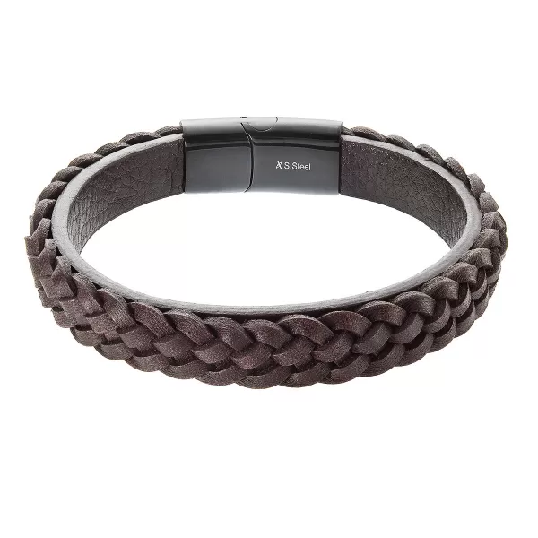 Náramok pánsky z recykl.kože zapletený vrkoč 43026.3 hnedý