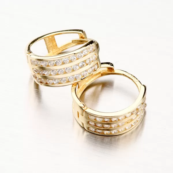 Dámske náušnice žlté zlato 585 zirkónové kruhy PKL12-026