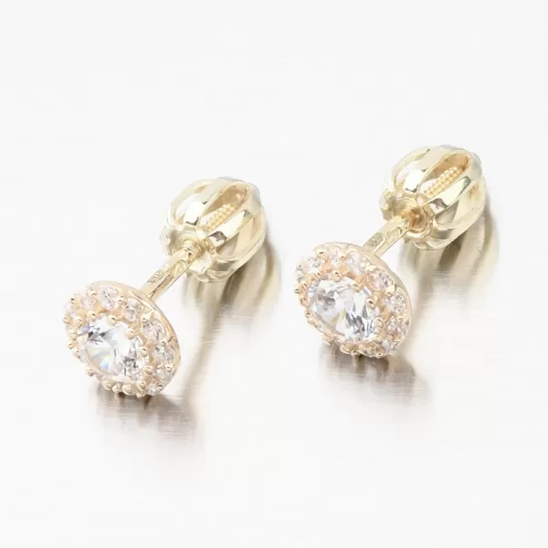 Dámske náušnice žlté zlato 585 so zirkónmi 52GZ-2745-ZL-ZIR