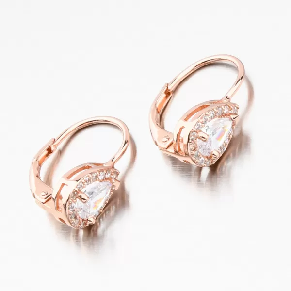 Ružovo pozlátené strieborné náušnice so zirkónmi UCST-122231