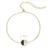 Pozlátený strieborný náramok retiazka s okrúhlym čiernoperleťovým príveskom 13026.1