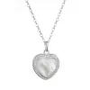 Strieborný náhrdelník srdca s perleťovým zirkónom 12058.1