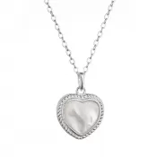Strieborný náhrdelník srdca s perleťovým zirkónom 12058.1
