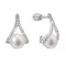 Strieborné náušnice trojuholník so zirkónmi a riečnou perlou bielej 21084.1B
