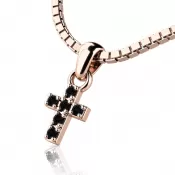 Prívesok - krížik s čiernymi briliantmi 140027-CV-Black-DIA