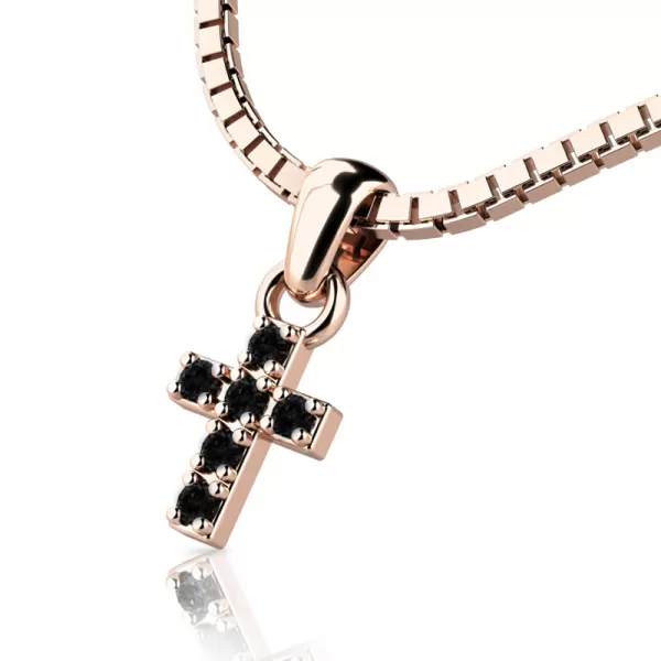 Prívesok - krížik s čiernymi briliantmi 140027-CV-Black-DIA
