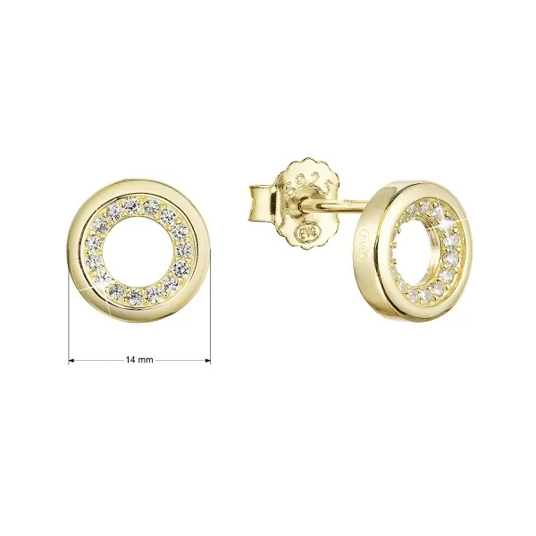 Pozlátené strieborné náušnice kôstky guľaté so zirkónmi 11431.1 crystal