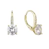 Pozlátené strieborné náušnice visiace s veľkým zirkónom biele 11451.1