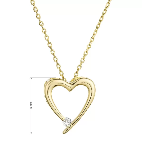 Pozlátený strieborný náhrdelník srdca s jedným zirkónikom 12053.1