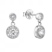 Strieborné náušnice visiace guľaté so zirkónmi 11429.1