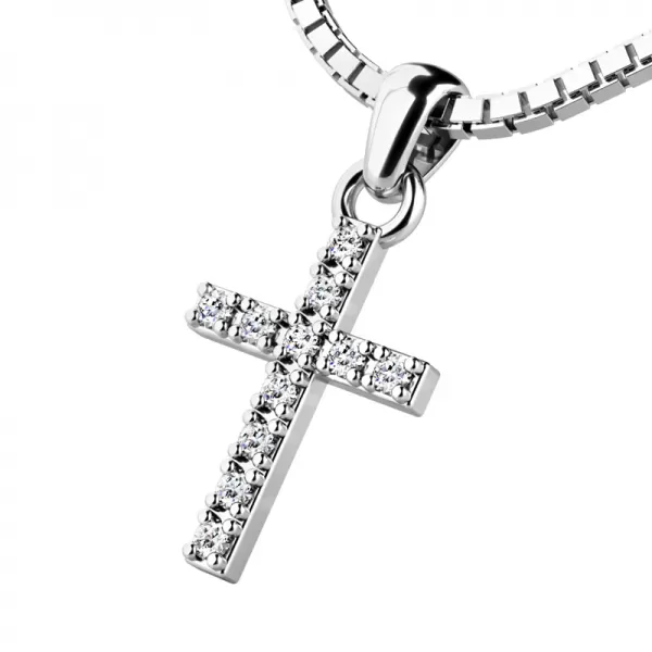 Prívesok - krížik s briliantmi 140018-02-B-DIA