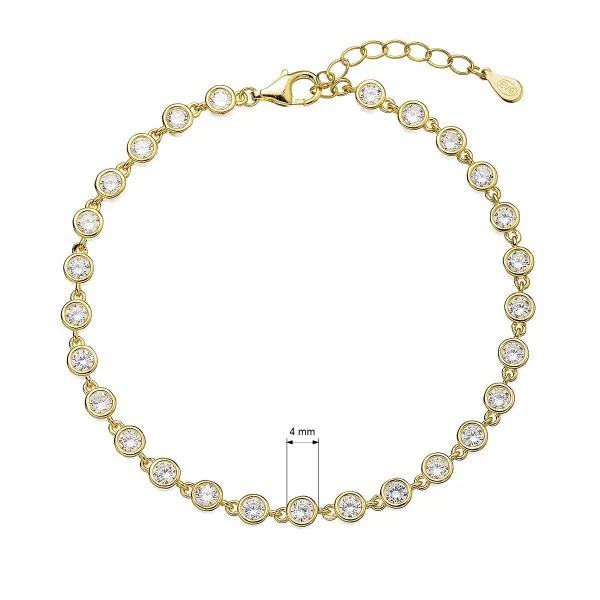 Pozlátený strieborný náramok retiazka osadený okrúhlymi zirkónmi biely 13027.1 crystal