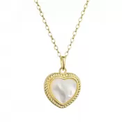 Pozlátený strieborný náhrdelník srdca s perleťovým zirkónom 12058.1