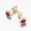 Dámske náušnice žlté zlato 585 s rubínom a zirkónmi 52GZ-2745-ZL-RUB