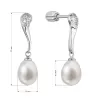 Strieborné náušnice visiace s oválnou riečnou perlou a zirkónmi bielej 21097.1B