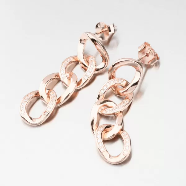 Ružovo pozlátené strieborné náušnice so zirkónmi UPST-122844-CV