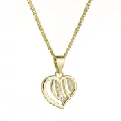 Pozlátený strieborný náhrdelník srdca so zirkónmi 12074.1