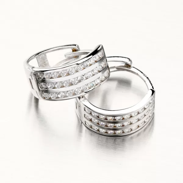 Dámske náušnice biele zlato 585 zirkónové krúžky PKL12-027B