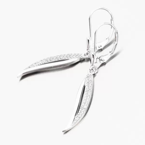 Visiace náušnice z bieleho zlata so zirkónmi 52GZ-8046-B