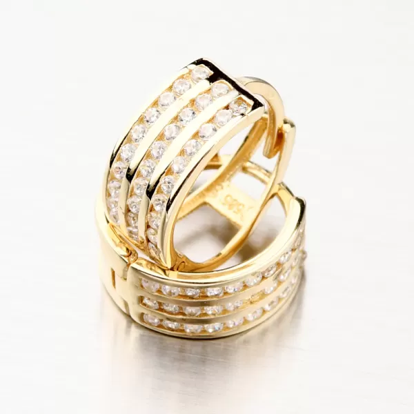 Dámske náušnice žlté zlato 585 zirkónové kruhy PKL12-026