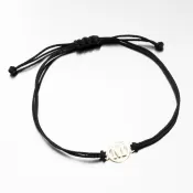 Náramok z čierneho povrázku so zlatým písmenom M LT14-005ZL-M