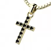 Prívesok - krížik s čiernymi briliantmi 140018-02-ZL-Black-DIA