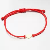 Náramok z červeného povrázku so zlatým srdcom LT14-004-ZL