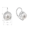 Strieborné náušnice visiace s bielou riečnou perlou a zirkónmi okrúhle 21075.1