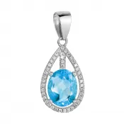 Strieborný prívesok slza modrý zirkón 14034.3 aqua