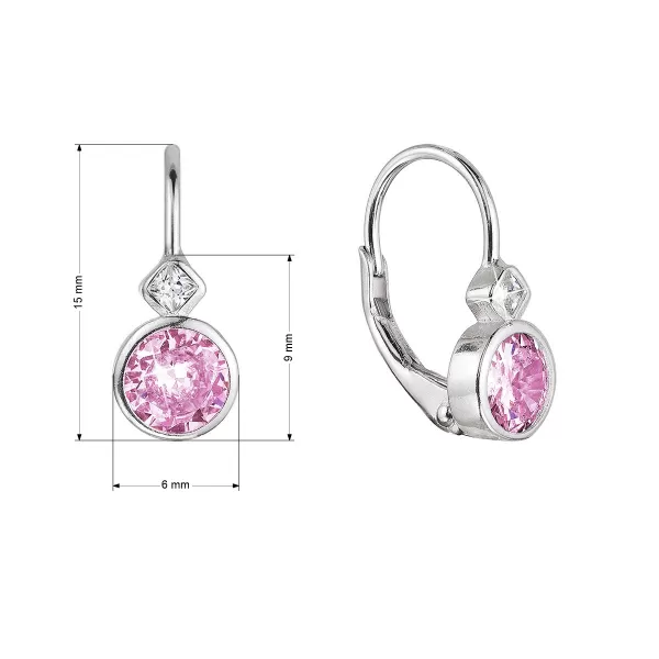 Strieborné náušnice detské okrúhle so zirkónmi 11479.3 rose
