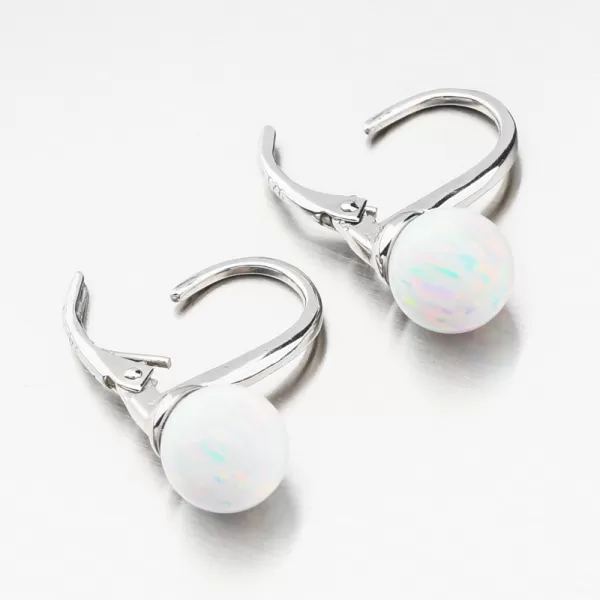 Strieborné náušnice s bielym opálom UCST-121745