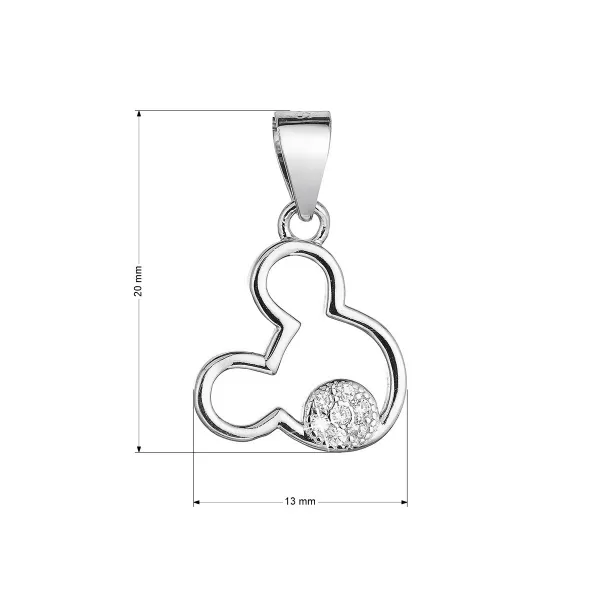 Strieborný prívesok myš Mickey so zirkónmi 14012.1