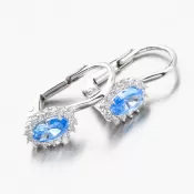 Dámske náušnice biele zlato 585 zirkón akvamarín a 12-704