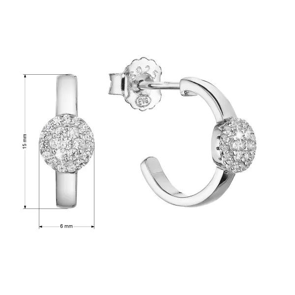 Strieborné náušnice kruhy so zirkónmi 11437.1 crystal