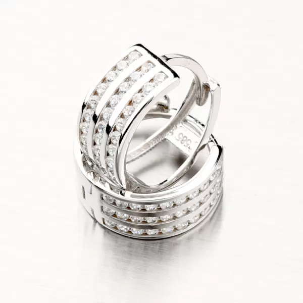 Dámske náušnice biele zlato 585 zirkónové krúžky PKL12-027B