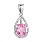 Strieborný prívesok slza ružový zirkón 14034.3 rose
