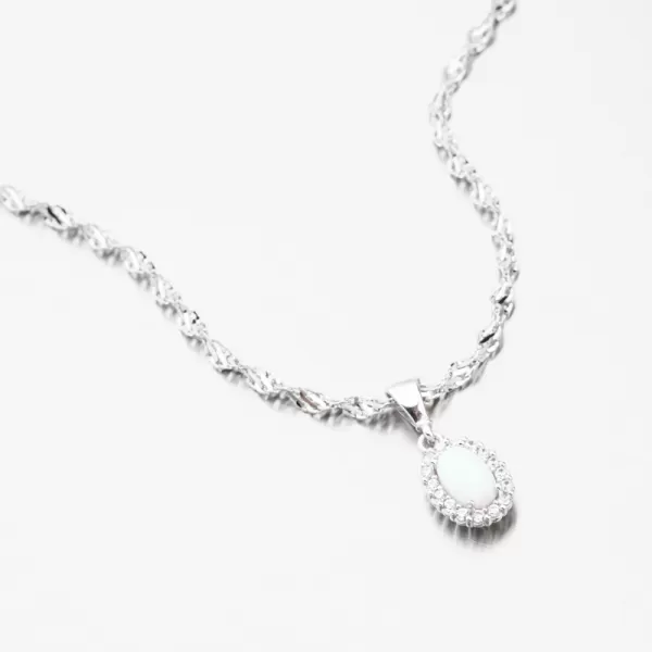 Dámsky prívesok biele zlato 585 zirkón biely opál a 13-405