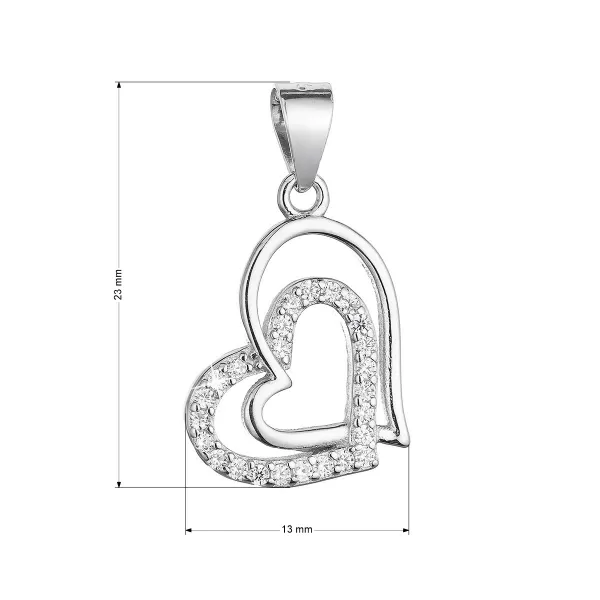 Strieborný prívesok prepletené srdcia so zirkónmi 14015.1