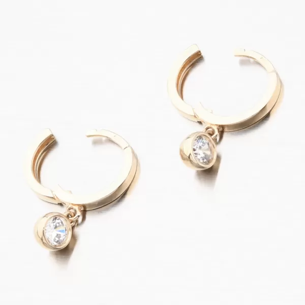 Dámske náušnice žlté zlato 585 zirkón krúžky 12-699