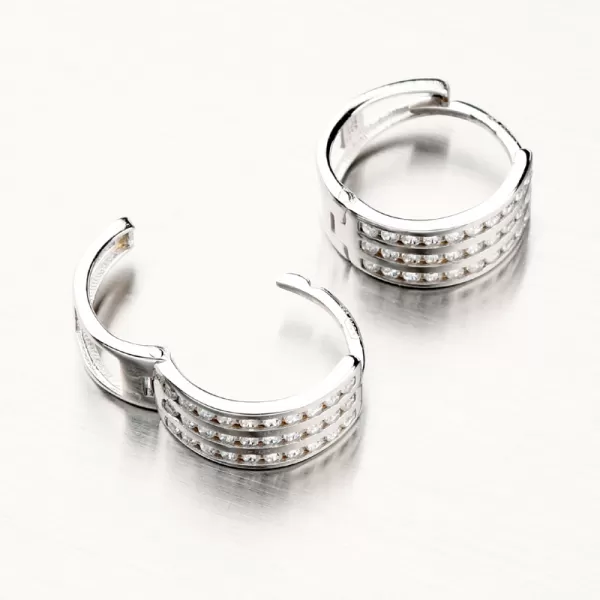 Dámske náušnice biele zlato 585 zirkónové krúžky PKL12-027B