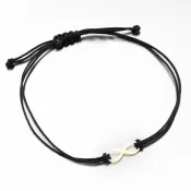 Náramok z čierneho povrázku so zlatým symbolom nekonečno LT14-001-ZL