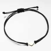 Náramok z čierneho povrázku so zlatým srdcom LT14-003-ZL