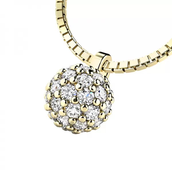 Dámske žlté zlato 585/1000 prírodný diamant 0,286 ct G/SI guľôčkový náhrdelník 10971-NH01-ZL