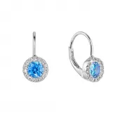 Strieborné náušnice detské okrúhle so zirkónmi 11475.3 aqua