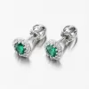 Dámske náušnice so smaragdom a zirkónmi biele zlato 52GZ-2745-B-SMAR