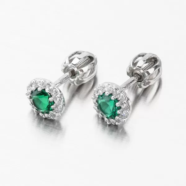 Dámske náušnice so smaragdom a zirkónmi biele zlato 52GZ-2745-B-SMAR