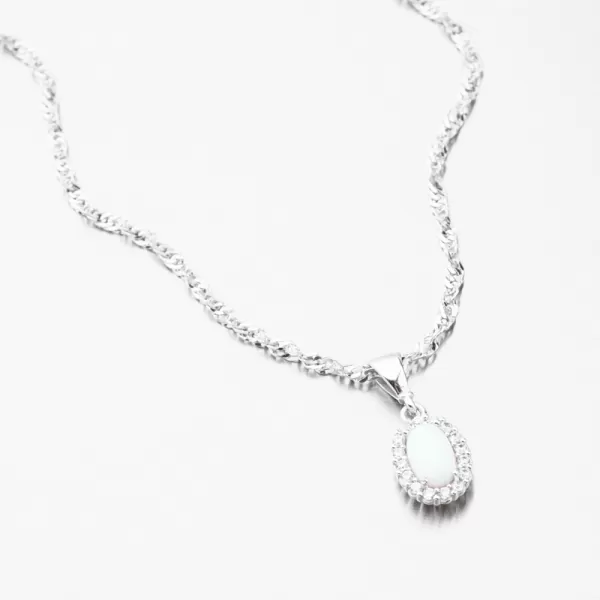 Dámsky prívesok biele zlato 585 zirkón biely opál a 13-405