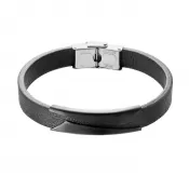 Náramok pánsky čierna koženka s oceľovou ozdobou 43031.3 čierny